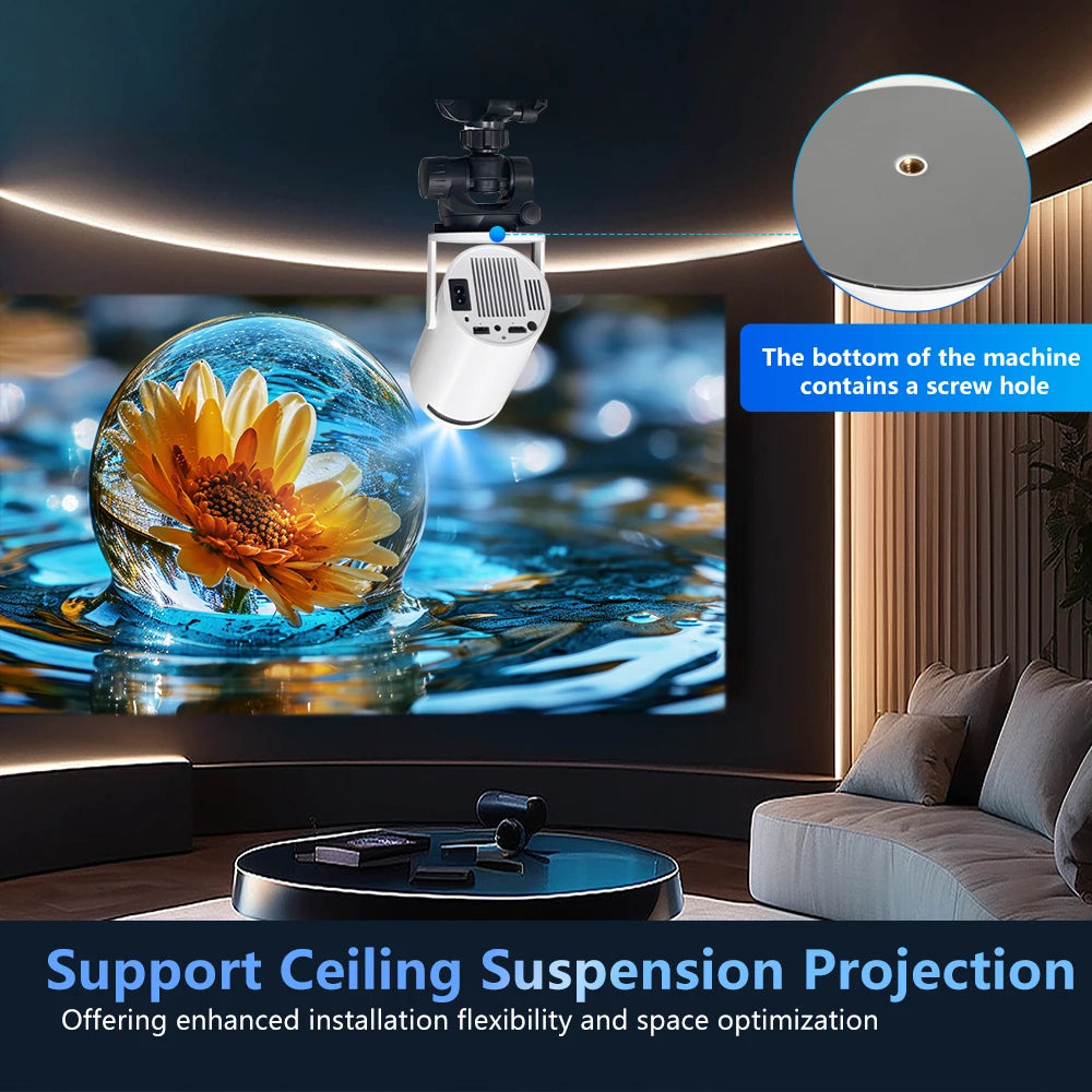 WallCinema Projector HY300 PRO 8K Android 14 Dual Wifi6 290ANSI Allwinner H726 BT5.4 1080P 1280*720P Home Cinema Outdoor Projetor