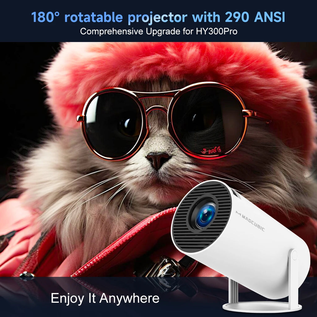 WallCinema Projector HY300 PRO 8K Android 14 Dual Wifi6 290ANSI Allwinner H726 BT5.4 1080P 1280*720P Home Cinema Outdoor Projetor